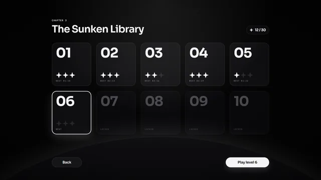 Starter kit Level Select screen
