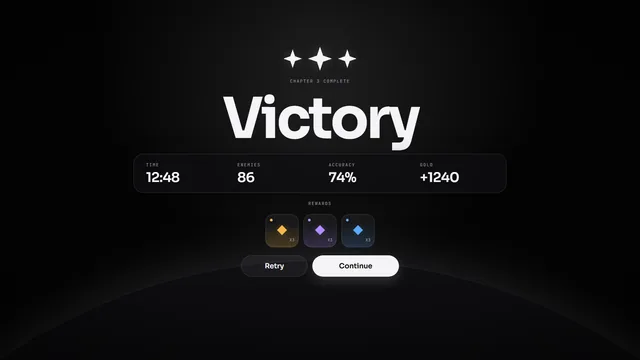 Starter kit Victory screen