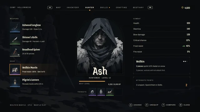 The Last Hunt Hunter · Equipment screen